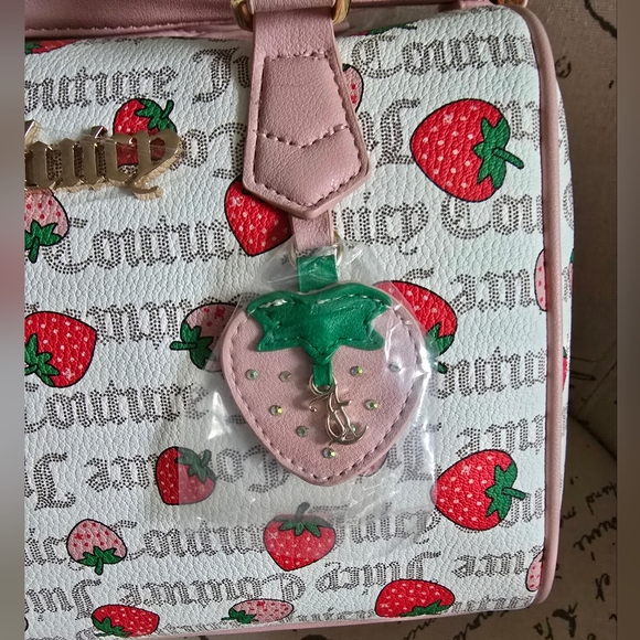 Juicy Couture Freshly Picked π Strawberry Satchel In Pecan White/pink Diam. NWT - Picture 15 of 16